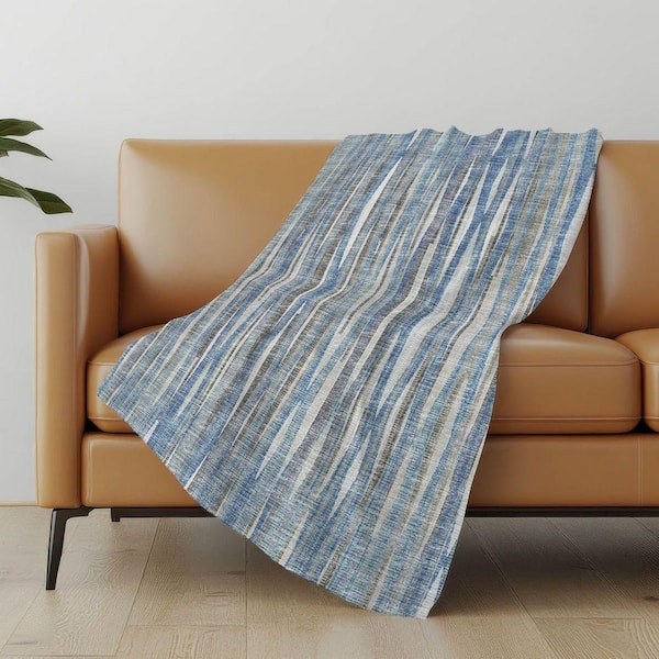 Premium Machine Washable ASB31 Blue 50 in. x 70 in. Sherpa Throw Blanket
