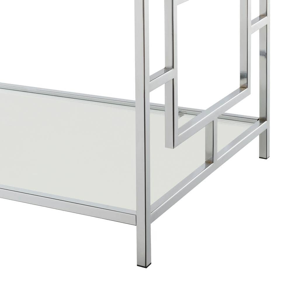Town Square Chrome and Glass Coffee Table with Two Shelves
