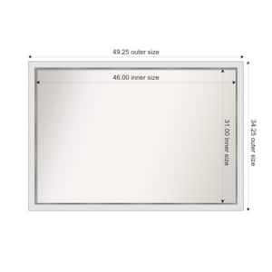 Medium Rectangle Satin White Silver Casual Mirror (34 in. H x 49 in. W)