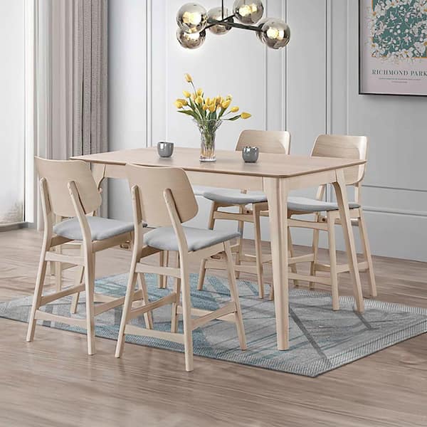 NEW CLASSIC HOME FURNISHINGS New Classic Furniture Oscar 5-Piece White Ash Wood Top Counter Table Set