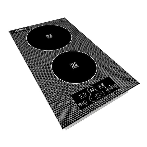 12 in. Built-In/Freestanding Glass Surface Electric 2 Elements Vertical Induction Cooktop 110-Volt in Black ED
