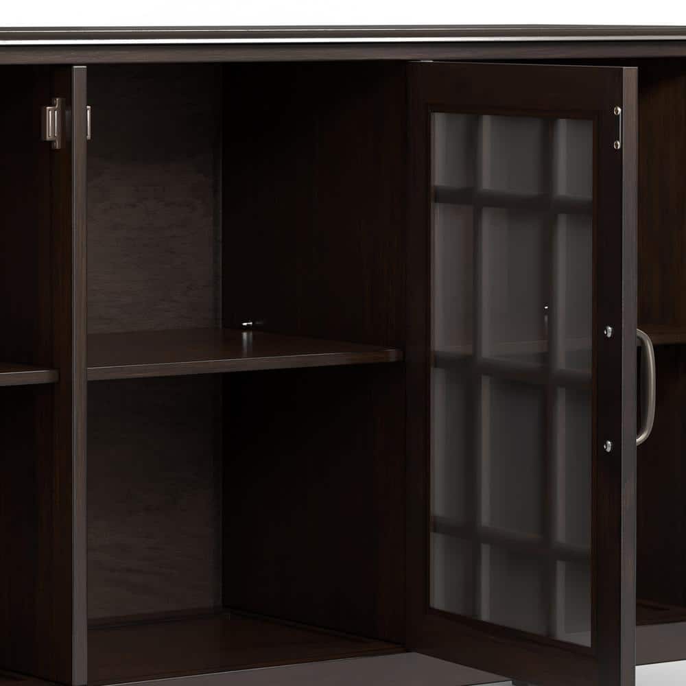 Chestnut Brown Solid Wood Office Storage Cabinet with Adjustable Shelving