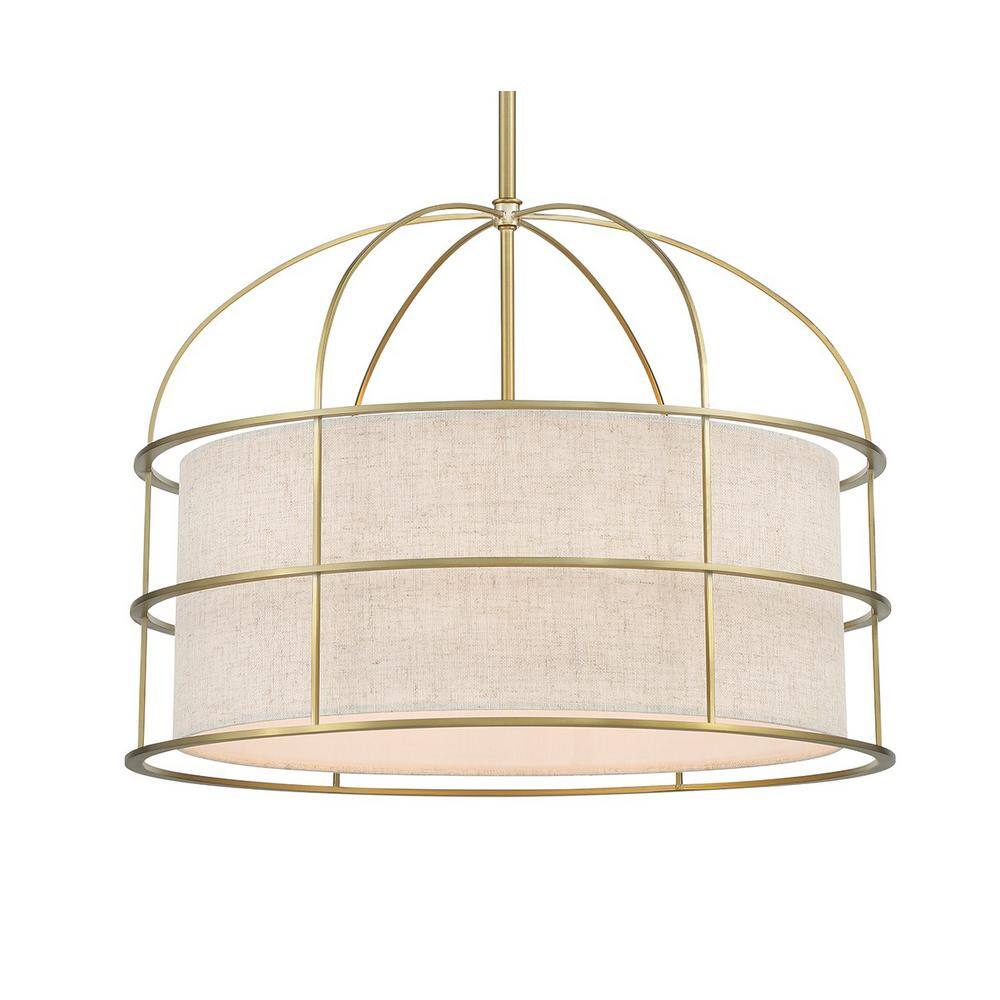 Soft Brass 5-Light Indoor/Outdoor Drum Pendant
