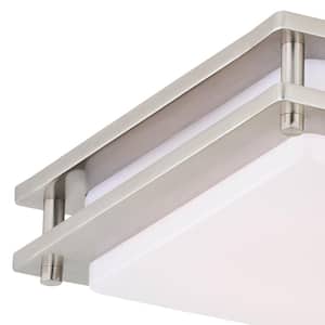Horizon 12 in. W Satin Nickel LED Flush Mount Ceiling Light Fixture White Shade