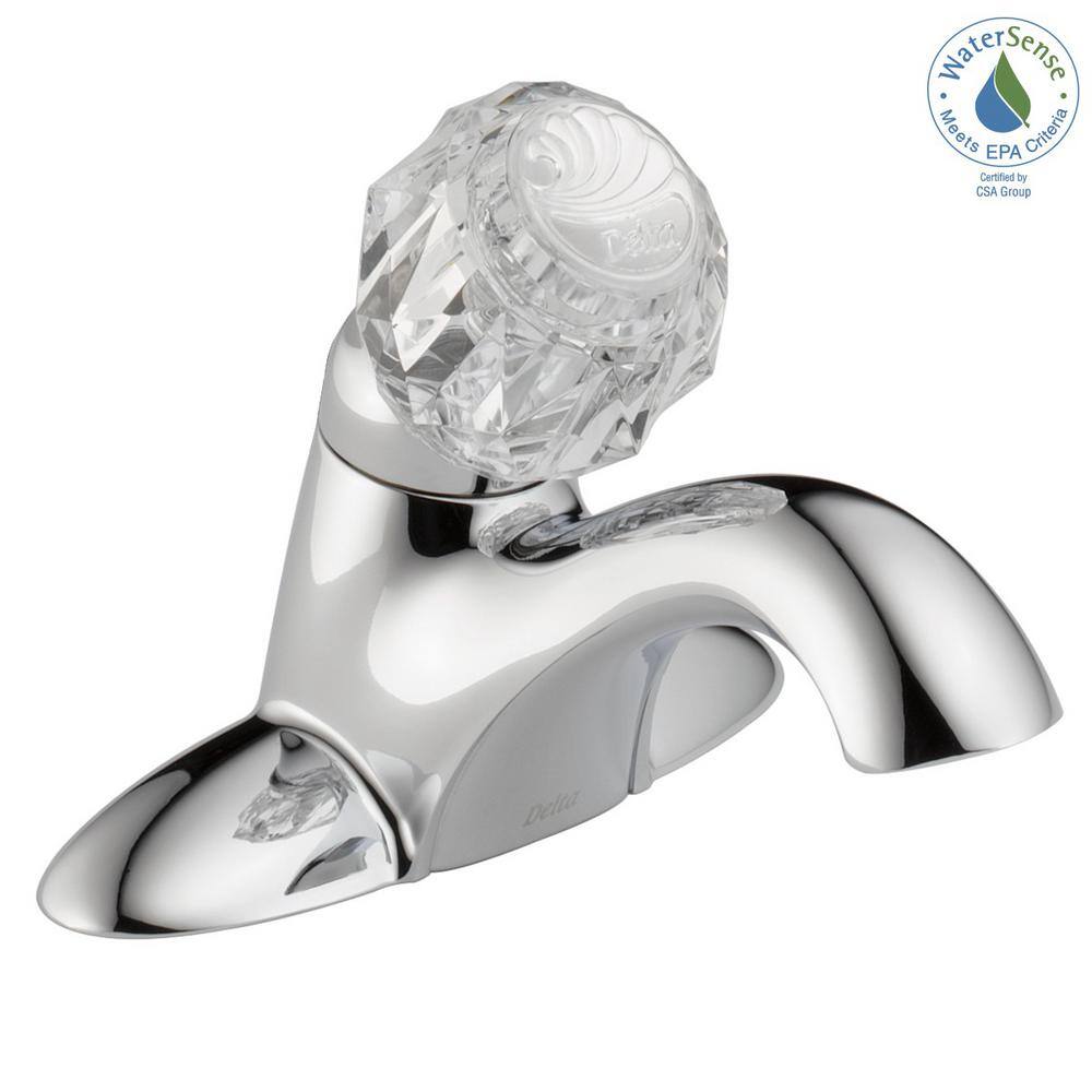 Modern Chrome Centerset Bathroom Faucet with Acrylic Handle