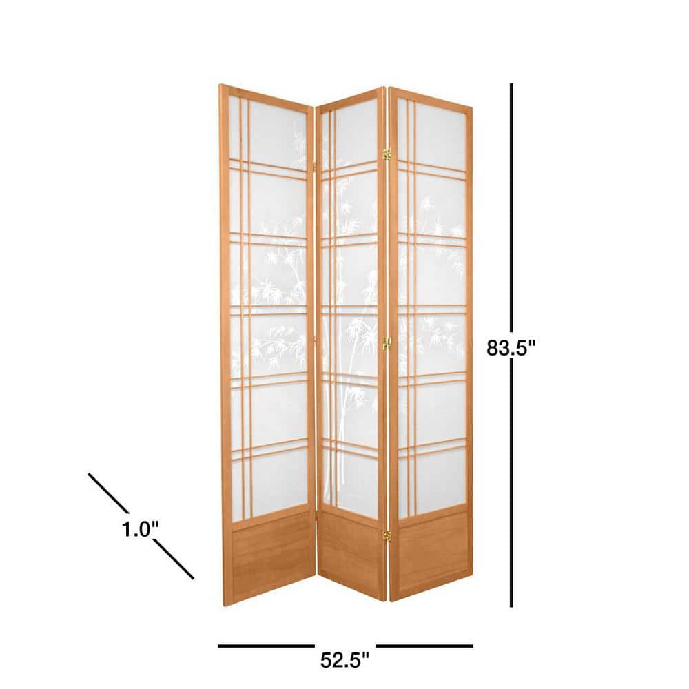 Natural Bamboo Tree Shoji 3-Panel Room Divider