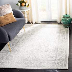Adirondack Ivory/Silver 3 ft. x 4 ft. Border Distressed Area Rug