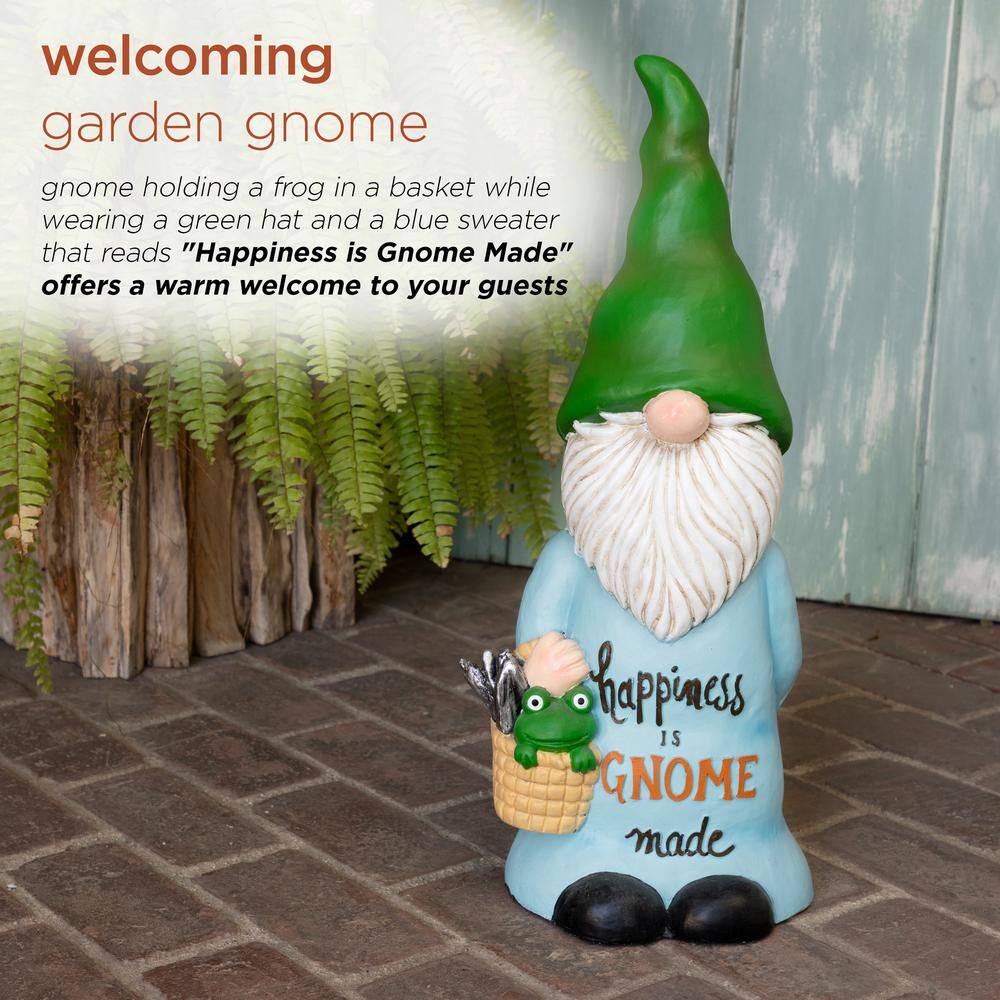 24" Multicolor Polyresin Garden Gnome with Frog Basket