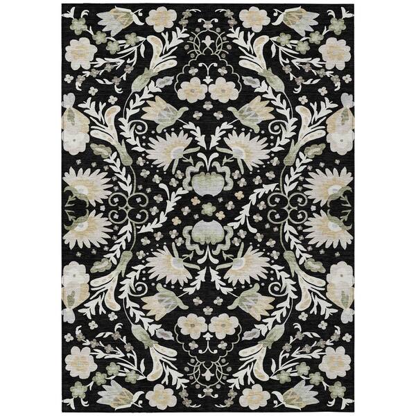 Chantille Machine Washable Indoor/Outdoor Abstract ACN3049 Black 10 ft. x 14 ft. Area Rug