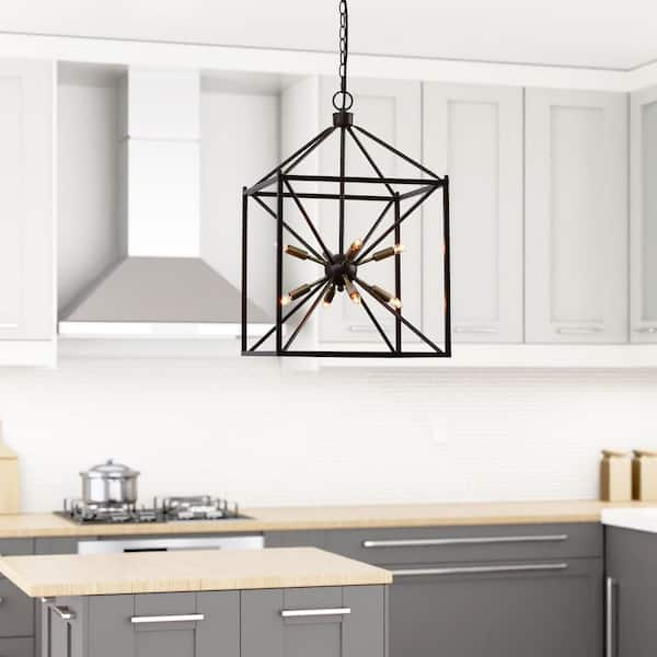 LAZZUR Touques 16 in. 8-Light Modern Matte Oil Rubbed Bronze Pendant