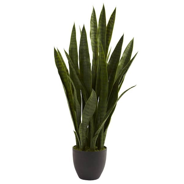 Nearly Natural Sansevieria With Black Planter 4855 The Home Depot