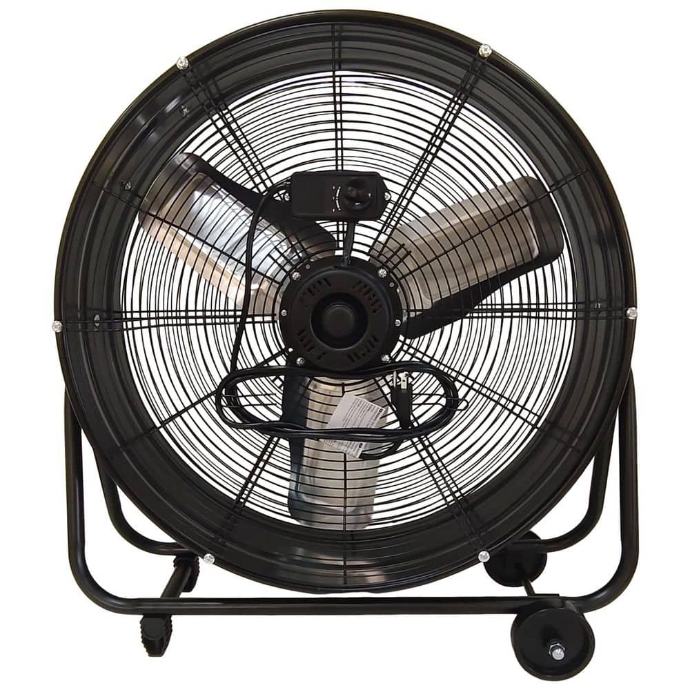 24 in. 3 fan speeds Drum Fan in Black with Adjustable Tilt and Rolling Casters price history on PriceWatchPro