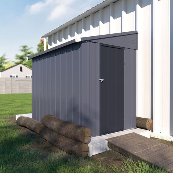 4 ft. W x 6 ft. D Metal Lean-to Shed Storage Shed 23 sq. ft. in Gray