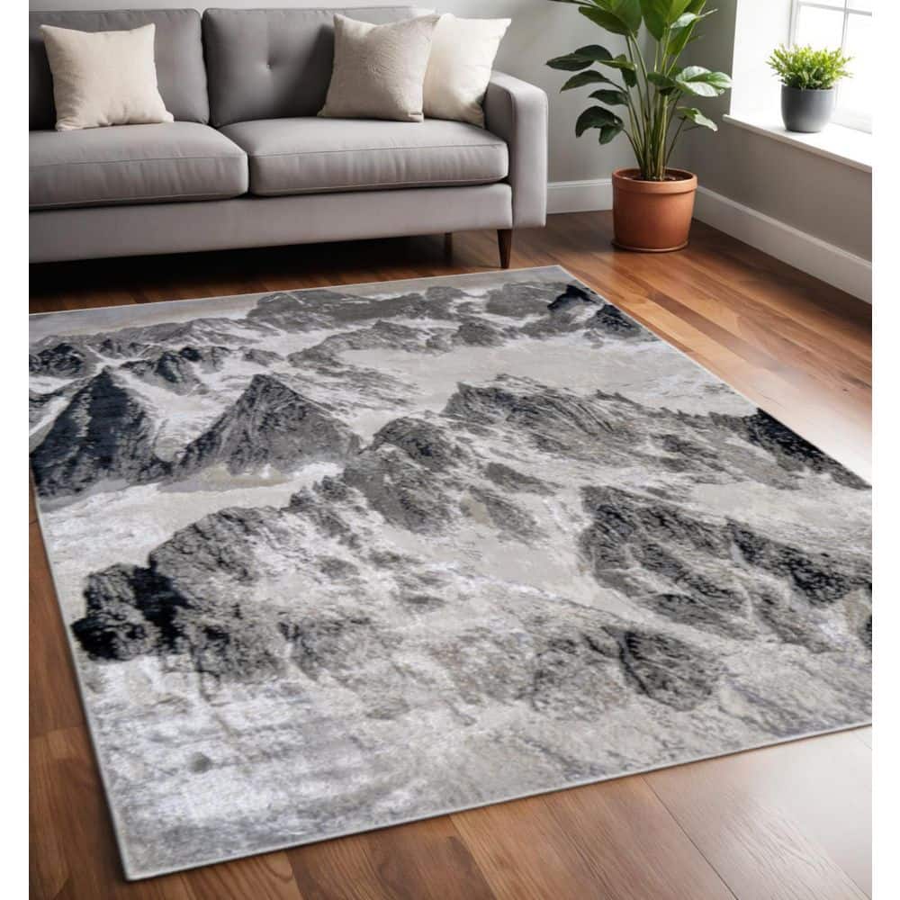 5' X 8' Black And Silver Abstract Area Rug price history on PriceWatchPro