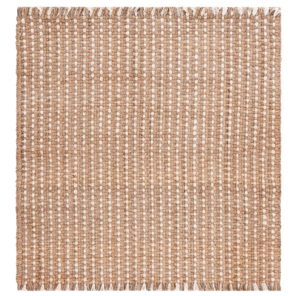 SAFAVIEH Natural Fiber Beige/Bleach 6 ft. x 6 ft. Woven Frayed Square Area Rug