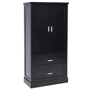 Anky 31.3 in. W 16 in. D 64 in. H Black MDF Freestanding Bathroom Storage Linen Cabinet