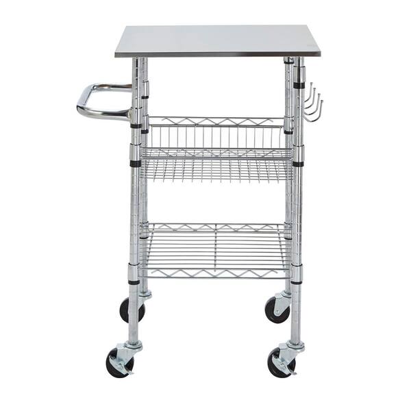 Stylewell Gatefield Chrome Small Kitchen Cart With Stainless Steel Top Home Depot Inventory 