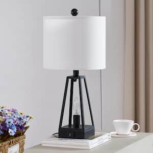 Chicago 20 .5 in. Black Table Lamp with USB with Type C/USB Port