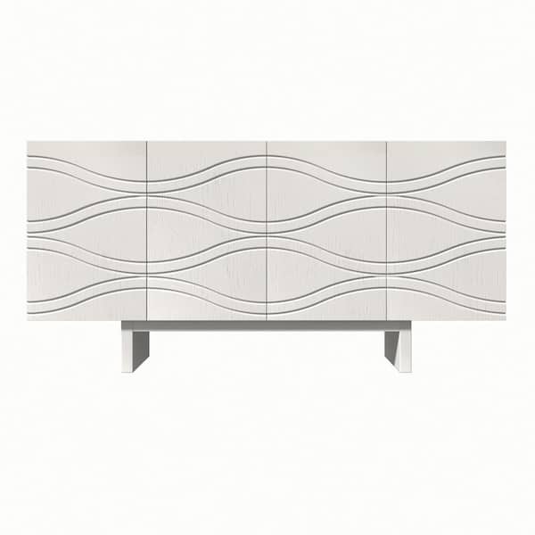 Clihome 55 Inch Rustic Wood Storage Wine Bar Cabinet with Multifunctional Floor for Liquor and Glasses(Oak)