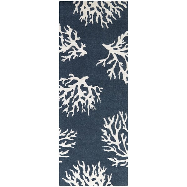 Caistor White 3 ft. x 7 ft. Coral Runner Rug