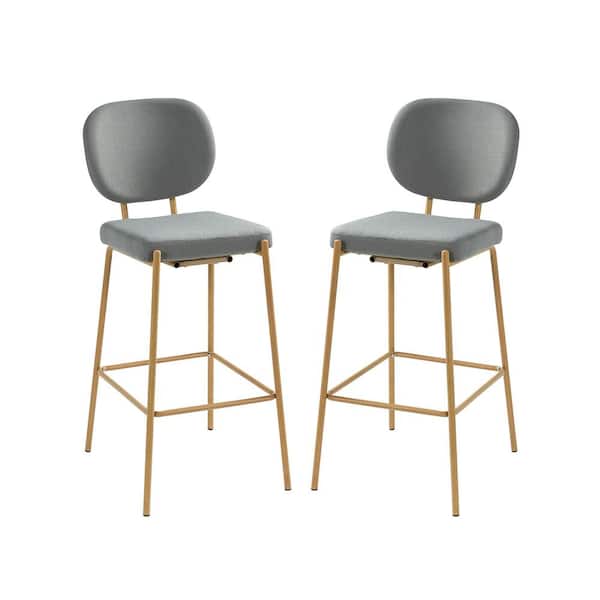 JAYDEN CREATION Conrado Bar Stool with Metal Base, set of 2,Charcoal
