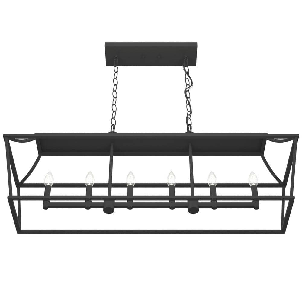 Laurel Ridge Natural Black Iron 6-Light Candle Chandelier