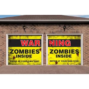 7 ft. x 8 ft. Zombies Inside Halloween Garage Door Decor Mural for Split Car Garage
