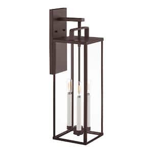 Oak Bluff 24 in. Dark Olde Bronze Hardwired Outdoor Wall Lantern Sconce with No Bulbs Included