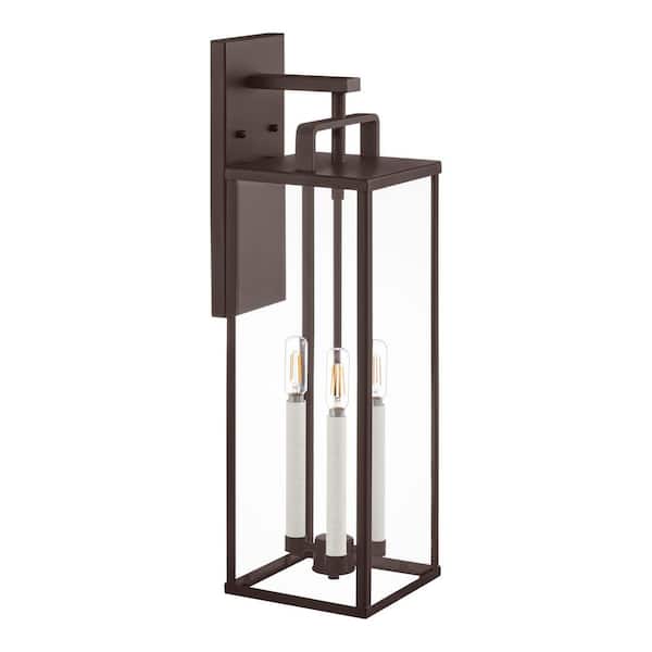 Oak Bluff 24 in. Dark Olde Bronze Hardwired Outdoor Wall Light Lantern Sconce with No Bulbs Included