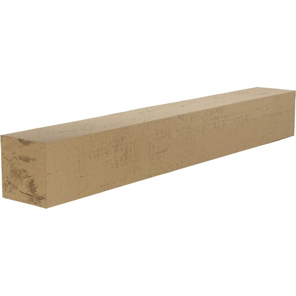 Ekena Millwork 6 in. x 6 in. x 4 ft. Rough Cedar Faux Wood Beam Fireplace Mantel in Natural Pine