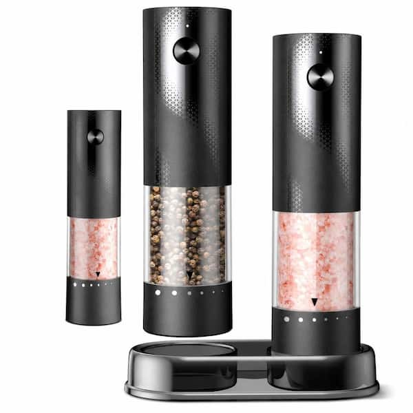 Electric Salt and Pepper Grinder Set 2 Pack with 6-Level Adjustable Coarseness and Ceramic Grinding Core