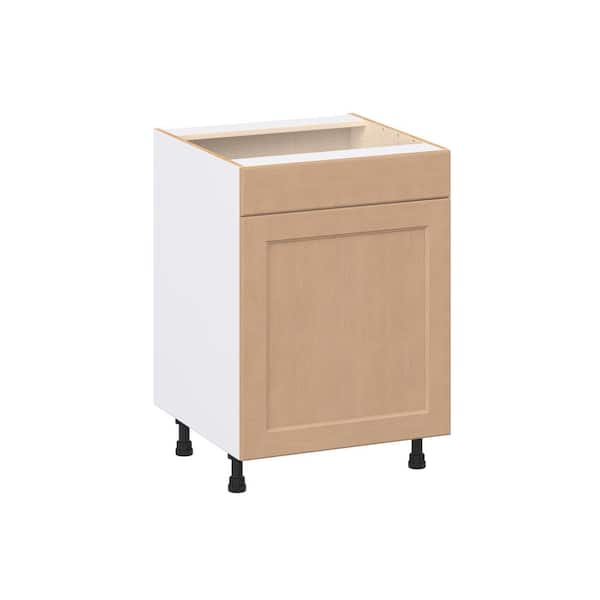 J COLLECTION Lakewood 24 in. W x 24.5 in. D x 34.5 in. H Assembled Shaker Sink Base Kitchen Cabinet in Sugar Cookie with Falsefront
