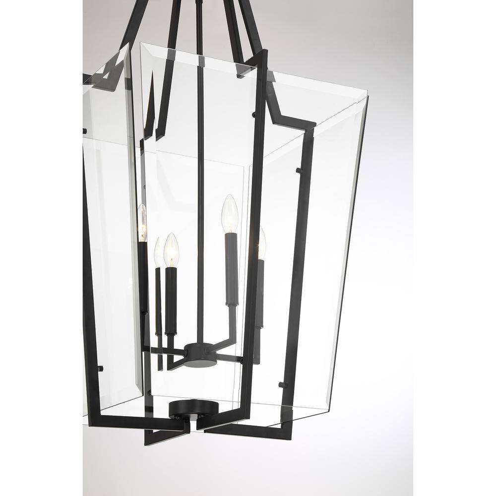 Matte Black 4-Light Pendant with Clear Beveled Glass Shade