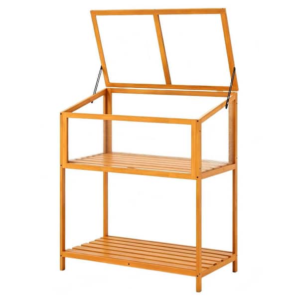 20 in. W x 42 in. H in Orange Shed Shelving Greenhouse with Natural Fir Wood