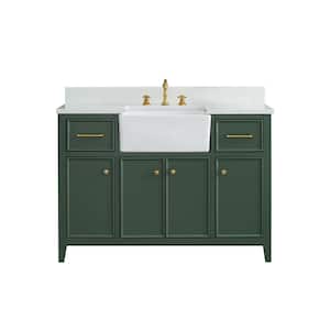 Casey 48 in. W x 22 in. D Bath Vanity in Evergreen with Engineered Stone Vanity Top in Ariston White with White Sink