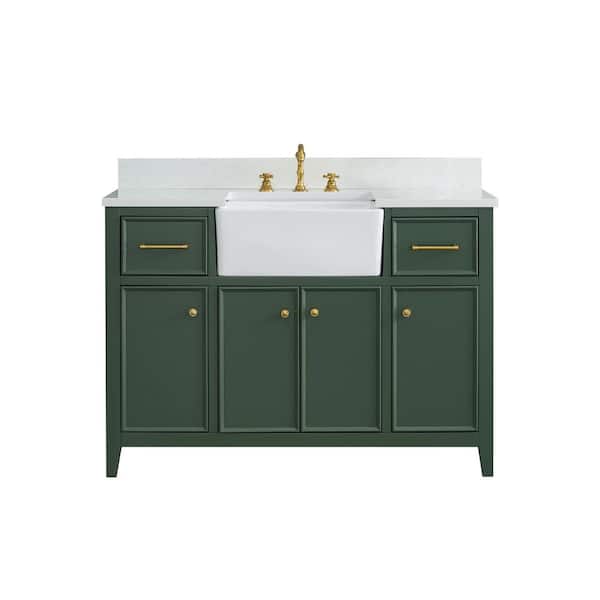Casey 48 in. W x 22 in. D Bath Vanity in Evergreen with Engineered Stone Vanity Top in Ariston White with White Sink