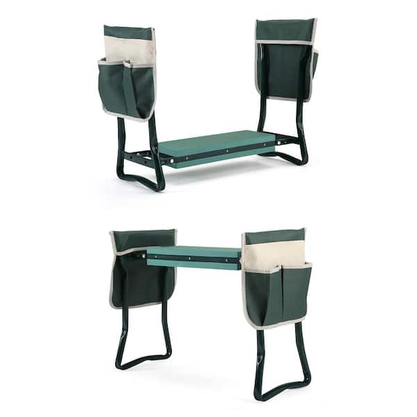 Foldable Outdoor Garden Kneeler and Seat with Tool Bags Green 