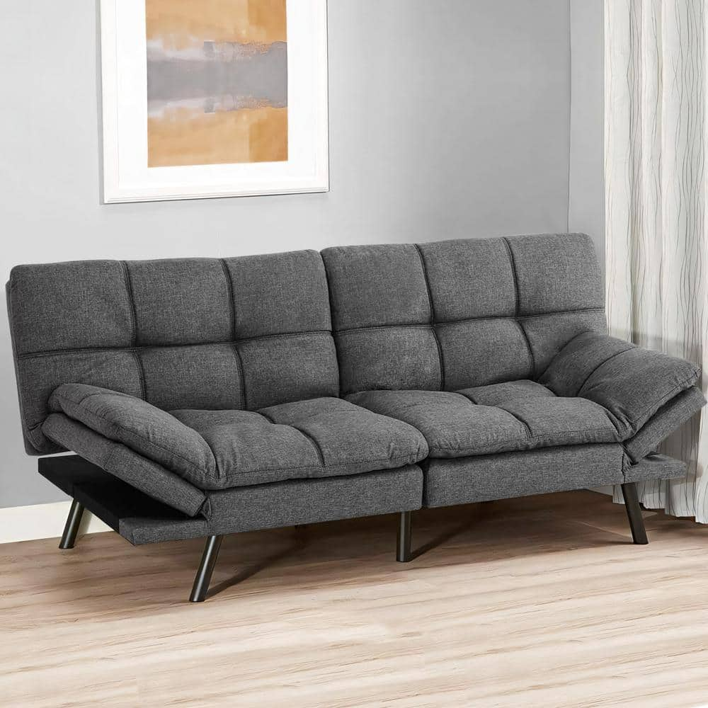 Yangming Futon Grey Fabric Sofa Bed HD-3020-GY - The Home Depot