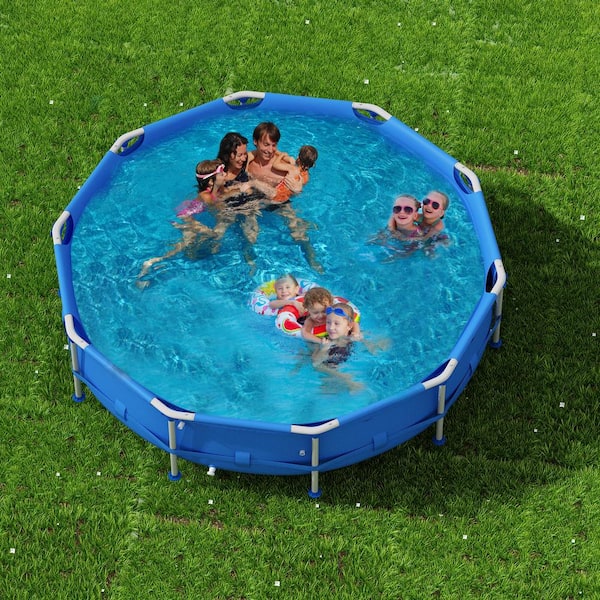 Kingdely 12 ft. Round 30 in. Deep Metal Frame Pool Above Ground Swimming  Pool Set TDJW-RC-LLH1155-02 - The Home Depot