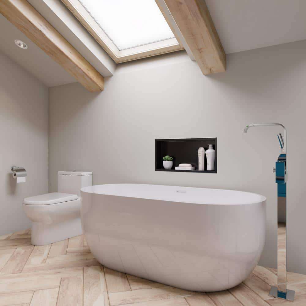 59'' White Acrylic Free Standing Soaking Bathtub