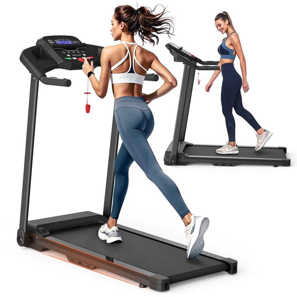 Black 2. 5HP Foldable Treadmill for Home Gym Steel Electric Running Machine