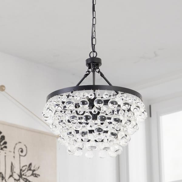 Maxax Jackson 5-Light 17.5 in. Black Crystal Modern Circle