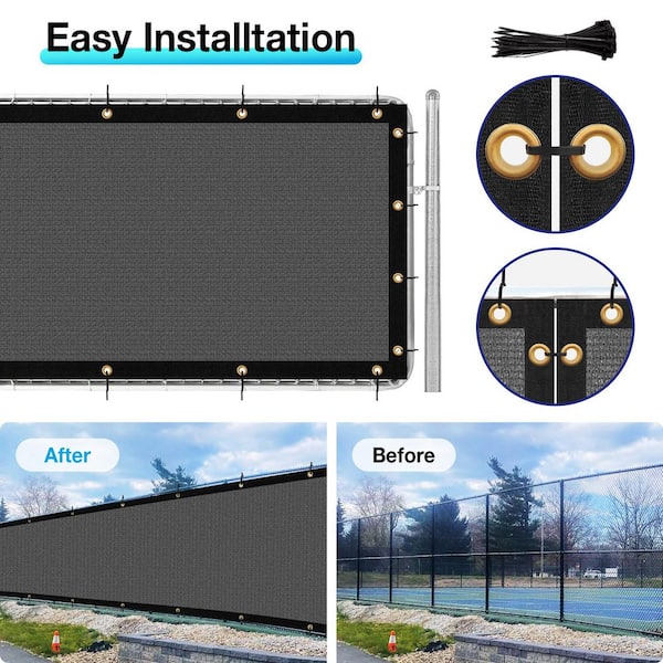 5 ft. x 25 ft. Dark Gray 175 GSM Balcony Privacy Fence Screen with 90% UV Blockage, 40 Cable Zip Ties Included