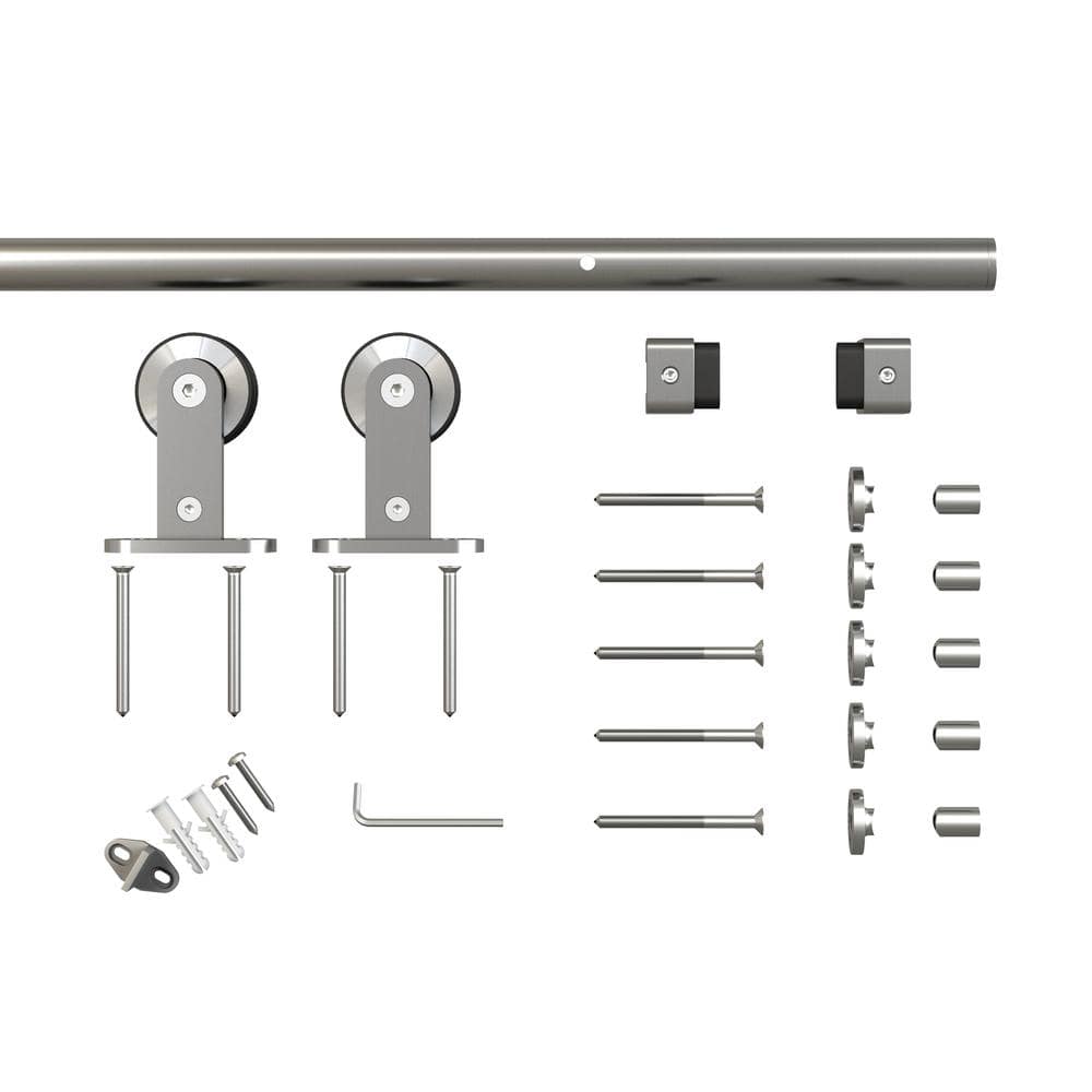 White Primed MDF 30" x 80" Barn Door Kit with Hardware