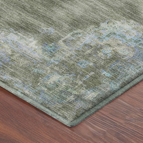 Mayfield Premium Machine Washable Abstract AMF2321 Basil 10 ft. x 14 ft. Area Rug