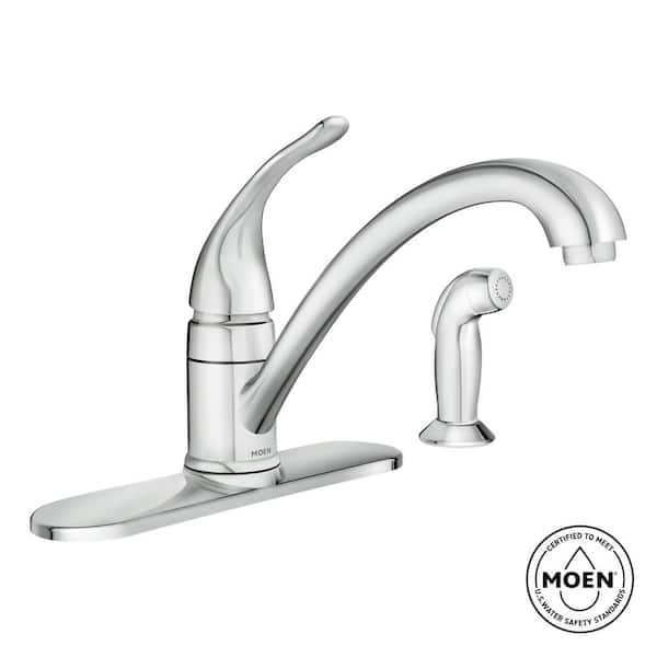 MOEN Torrance Low-Arc Single-Handle Standard Kitchen Faucet with Side Sprayer in Chrome