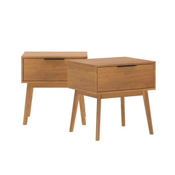 PLANK+BEAM Haven Pecan 1 Drawer 24 in. W Nightstand, Set of 2