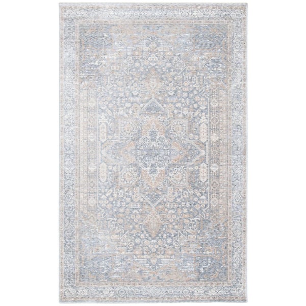 Webster 9 ft. x 12 ft. Gray/Beige Distressed Ornate Medallion Area Rug
