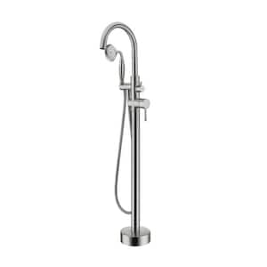 2-Handle Claw Foot Tub Faucet with Hand Shower in Brushed Nickel
