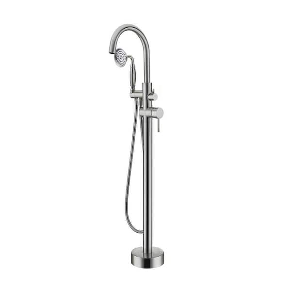 PROOX 2-Handle Claw Foot Tub Faucet with Hand Shower in Brushed Nickel